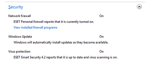 Windows Security Status Information Expanded
